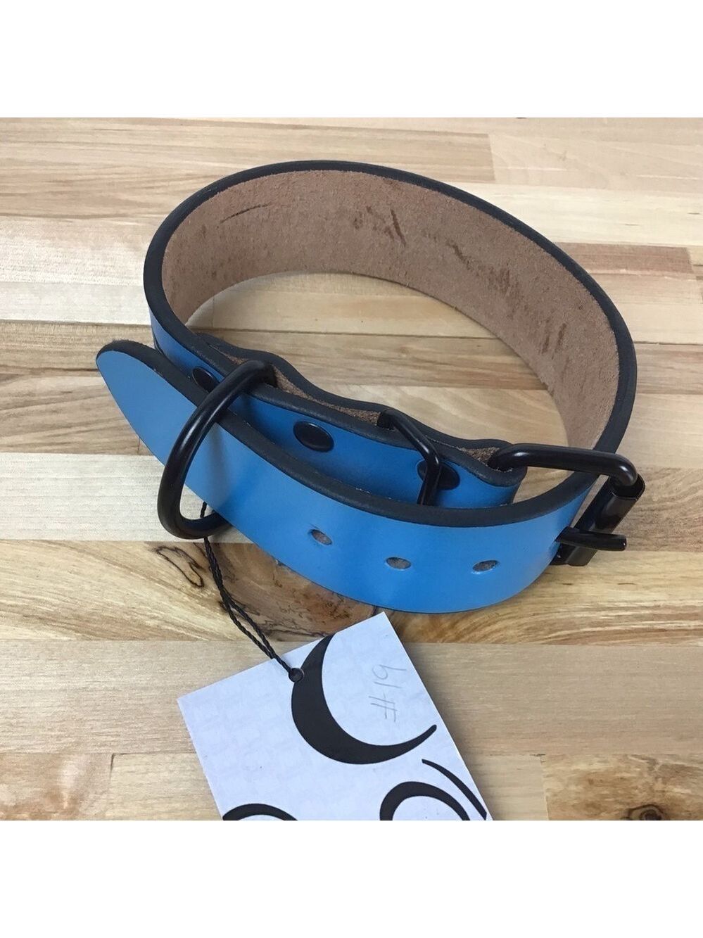 Madcow genuine leather contemporary country vibe dog collar handmade blue black